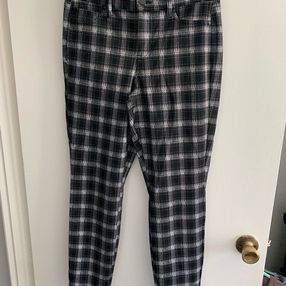 Liverpool Black and White Dress Pants with Classic Plaid